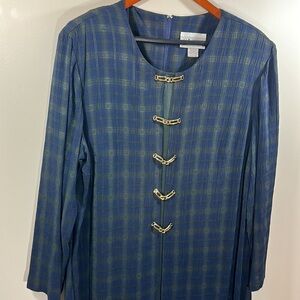 90's S.L Fashions Woman's 20W Plaid Long Sleeve Dress Gold Chain  Clasps